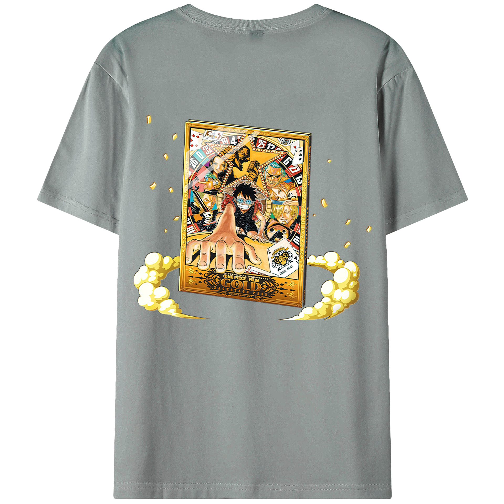 ワンピース モンキー・D・ルフィ ONE PIECE Monkey D. Luffy 綿100％ メンズ半袖Tシャツ（バックプリント） 通気性